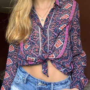 Sheer pattern button down